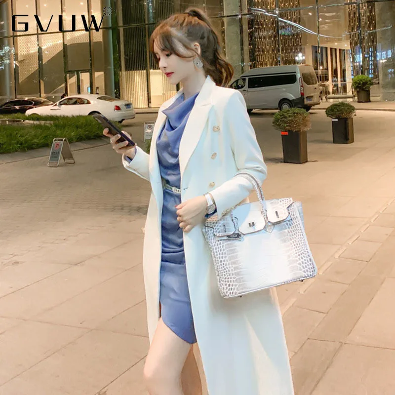 

GVUW White windbreaker women's middle long over the knee suit foreign style winterWholesale clothing cheap