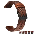 Ремешок BEAFIRY нейлоновый и кожаный для наручных часов, быстросъемный спортивный браслет для huawei samsung, коричневый синий серый цвета, 20 мм 22 мм 24 мм