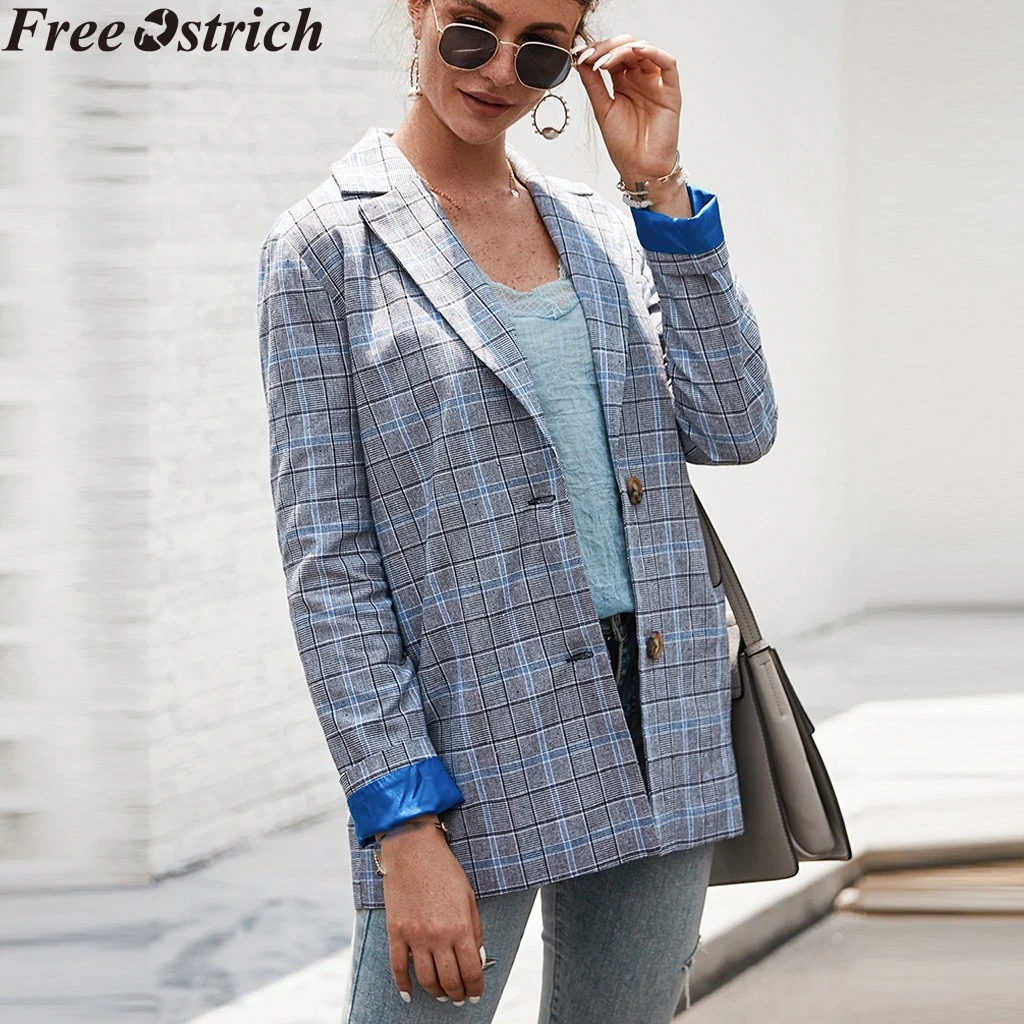 Женские костюмы куртки большого размера ретро клетчатая Свободная куртка с