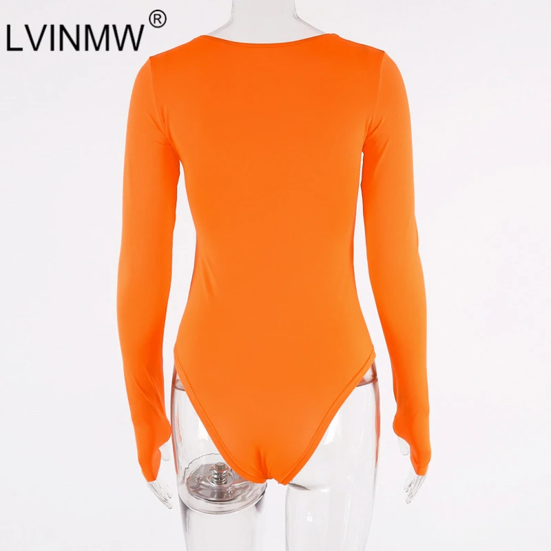 LVINMW однотонный облегающий боди с круглым вырезом и длинным рукавом осень 2019