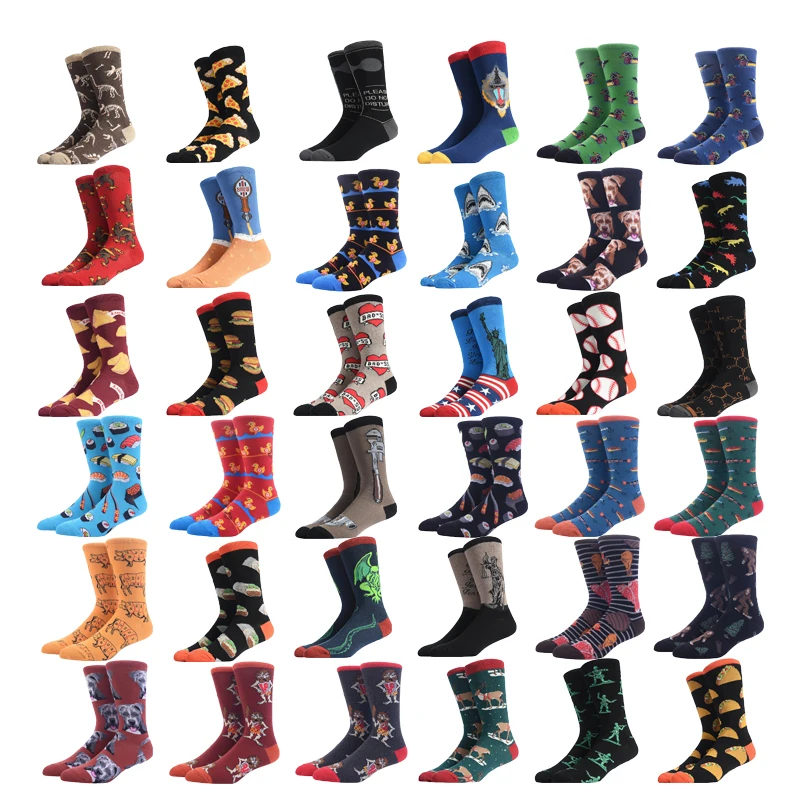 

Cotton Happy Divertidos Socks Men Unisex Soldiers Astronauts Dinosaur Shark Medical Design Hip Hop Funny Sokken Crazy Crew Meias