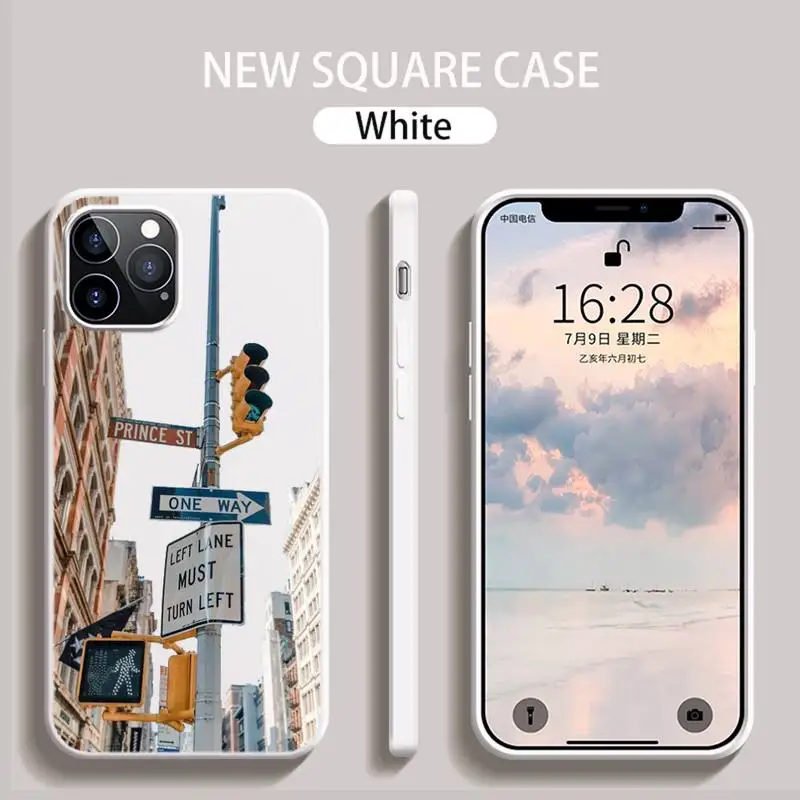 

New York Phone Case White Candy Color for iPhone 6 7 8 11 12 s mini pro X XS XR MAX Plus
