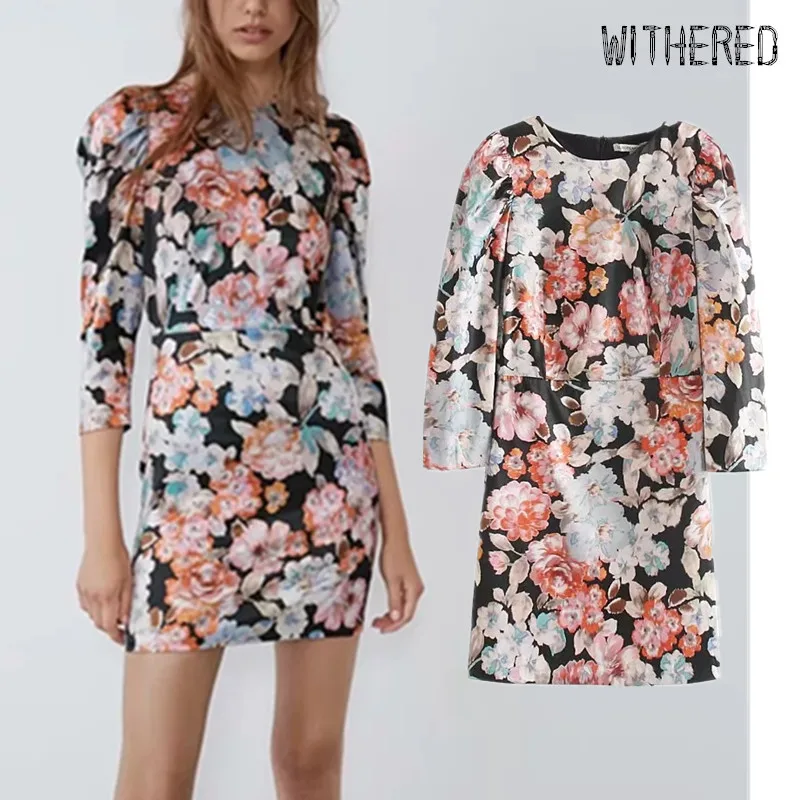 Увядшее осеннее платье, женское платье, vestidos, Англия, с цветочным принтом в винтажном стиле, облегающее платье, vestidos de fiesta de noche, сексуальное мини-платье