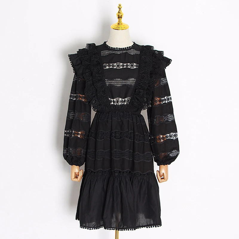 Женское ажурное платье CHICEVER корейское облегающее трапециевидной формы с круглым