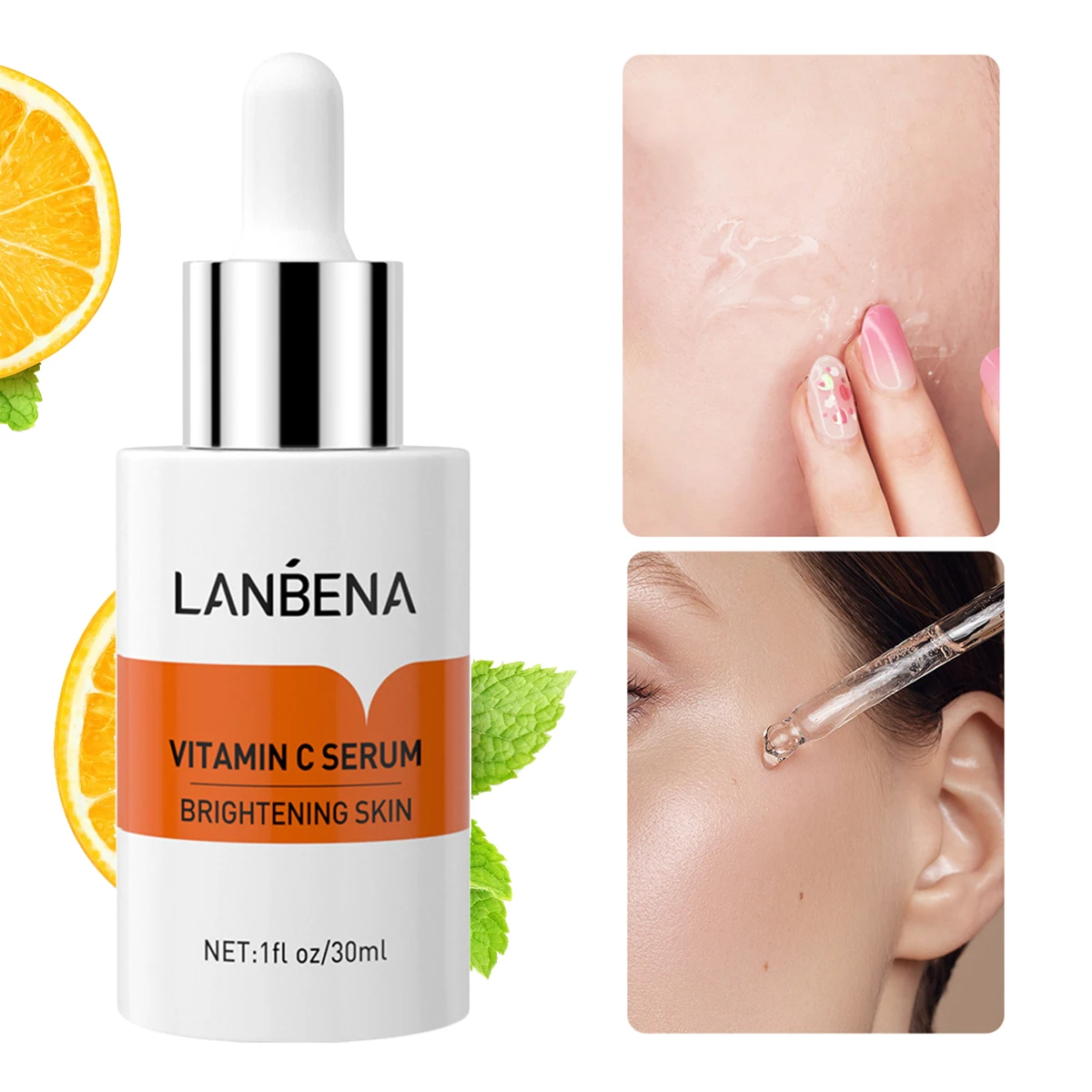 

LANBENA Vitamin C Whitening Face Serum Lighten Spots Brightening Facial Skin Essence Fade Dark Spots Remove Freckle Speckle Care