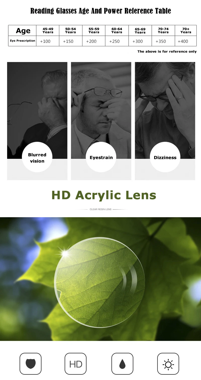 CRIXALIS Platz Lesebrille Für Frauen Männer Jahrgang Rezept Myopie Presbyopie Brillen Computer Brille Männlich Weiblich – Detail 6