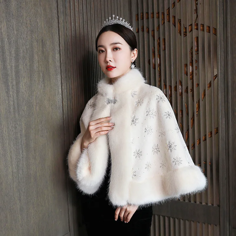Wedding Cape Shawl Elegant Faux Fur Bridal Wraps Women Stoles Evening Party Jackets Bolero De Mariage PJ134 |