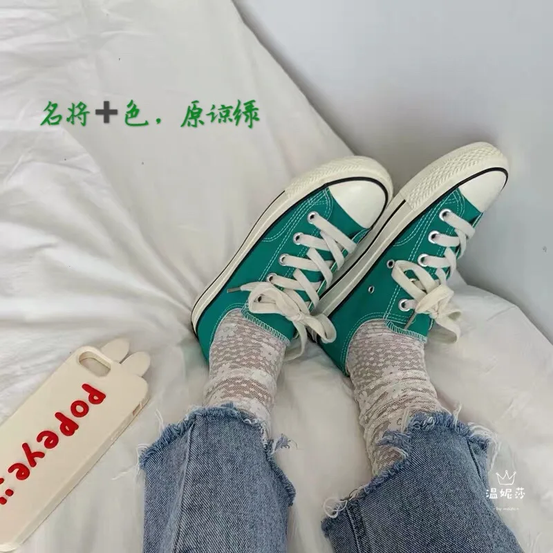 Женские классические кроссовки Allstars с низким верхом и низким верхом; повседневные парусиновые модные кроссовки; спортивная обувь - Цвет: green