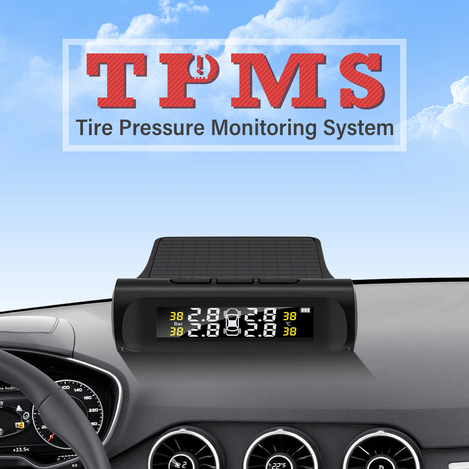 

Система контроля давления в шинах TPMS с 4 внешними датчиками и дисплеем в режиме реального времени
