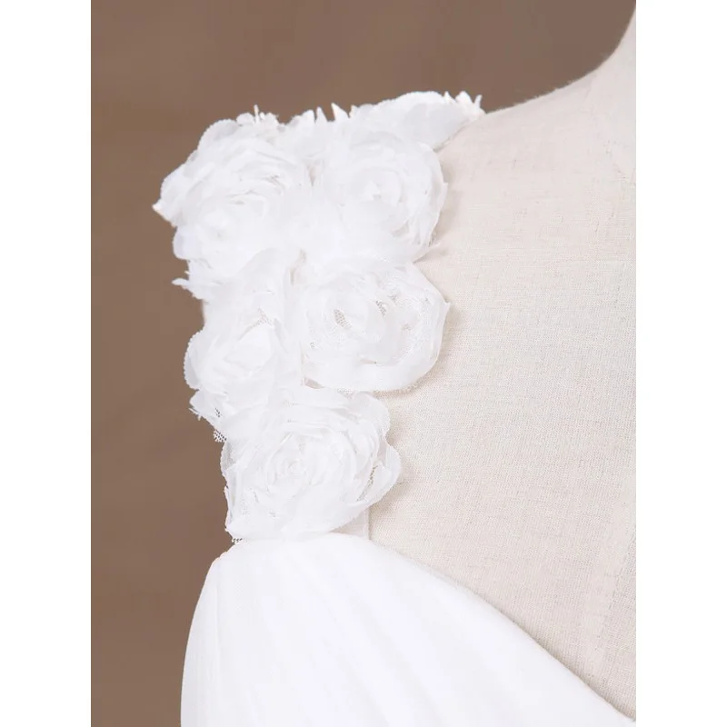 

Classic Wedding Dresses Flowers Straps Bowknot Bride Dresses Pleats Ball Gown Sleeveless Lace Up Bridal Gowns Vestido De Noiva