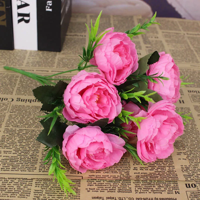 Недорогой букет из 6 цветов имитация пиона филигранные розы пионы ретро-букет