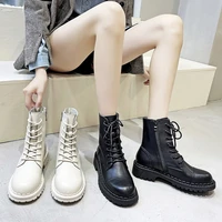 genuine leather black platform boots for women heels designer shoes woman booties ankle boots female chunky shoes women 2021 new