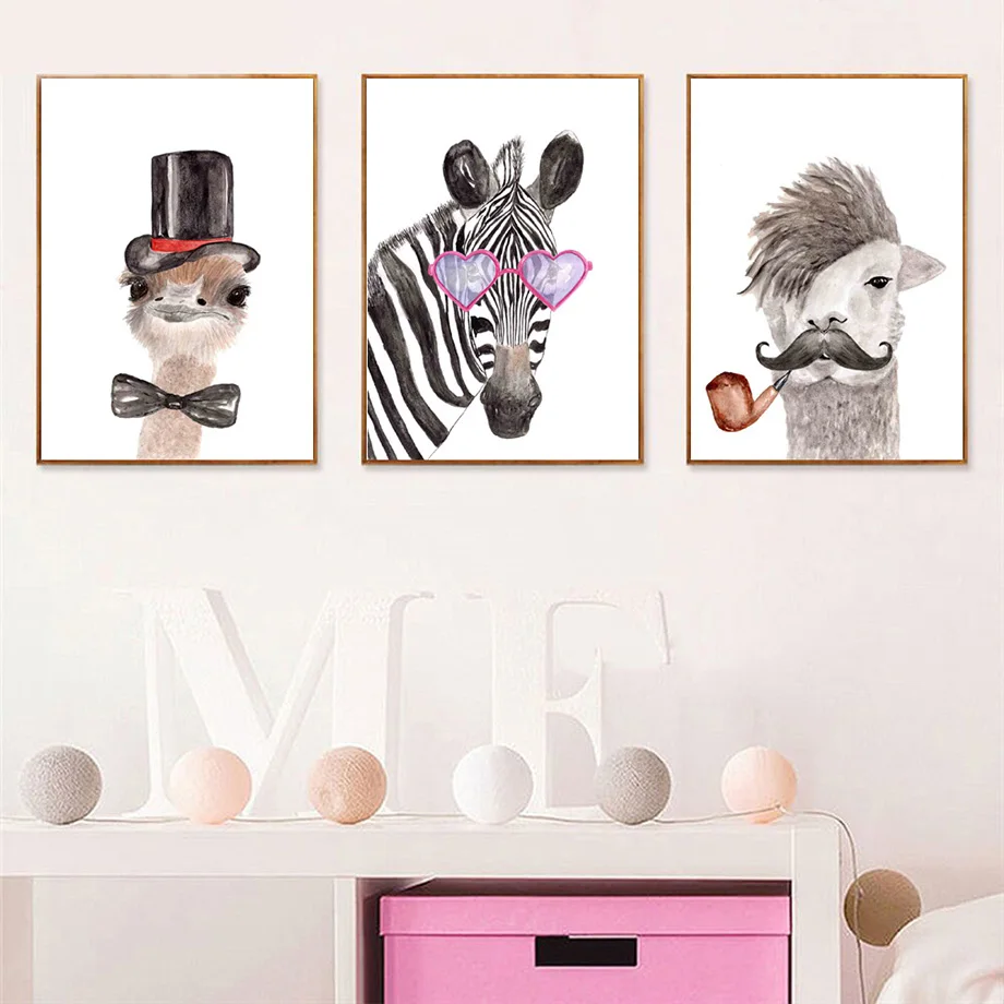 Скандинавский современный страусиный Зебра Альпака Жираф искусство стен холст