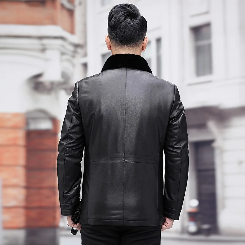 Мужская кожаная куртка зимние женские Куртки из натуральной кожи пальто