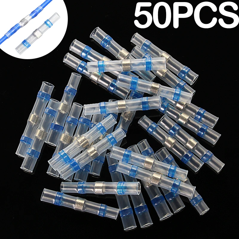 

10/30/50PCS Solder Seal Wire Connectors Waterproof Heat Shrink Butt Connectors Electrical Wire Terminals Insulated Butt Splices