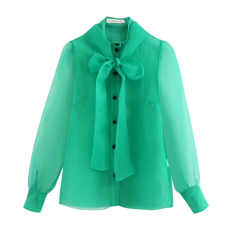 OMIKRON/Новые модные летние женские шифоновые блузки с длинным рукавом офисные