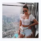 Женская однотонная блузка с квадратным вырезом, летняя пикантная рубашка с коротким рукавом-фонариком, дамские блузки с короткой пряжкой, топы, новинка 2020