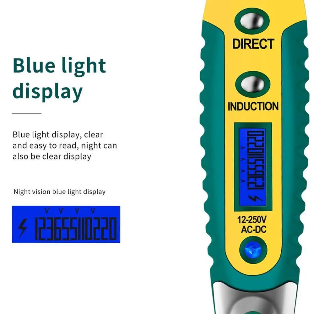 Цифровой тест карандаш er электрический детектор напряжения ручка дисплей 12 250 В