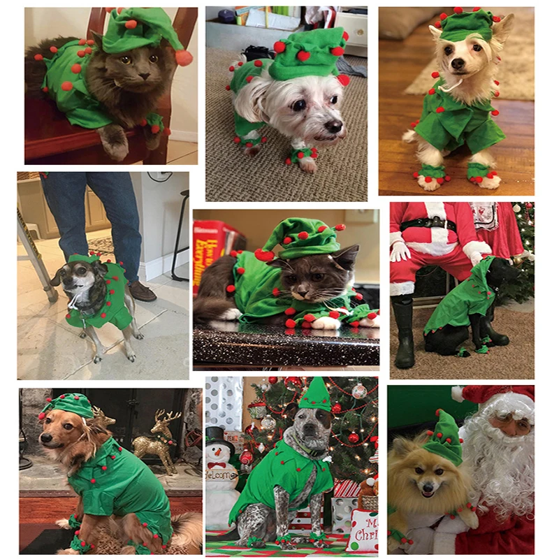 Dog Christmas Gift Decoration Jacket Pet Clothes Winter Coat Xmas Elves Puppy Cosplay Costume Supplies | Дом и сад