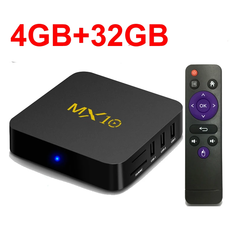 MX10 Android tv BOX Android 9,0 RK3328 Четырехъядерный 4 ГБ ОЗУ 64 Гб ПЗУ 3D 4K HDR10 H.265 USB 3,0 медиаплеер IP ТВ приставка - Цвет: 4GB 32GB