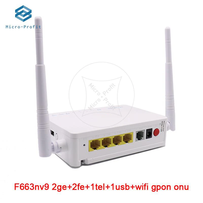 

5/8 PCS ONU ONT NEW F663NV9 2GE+2FE+1TEl+1USB+WIFI GPON ONU English version Freeshipping