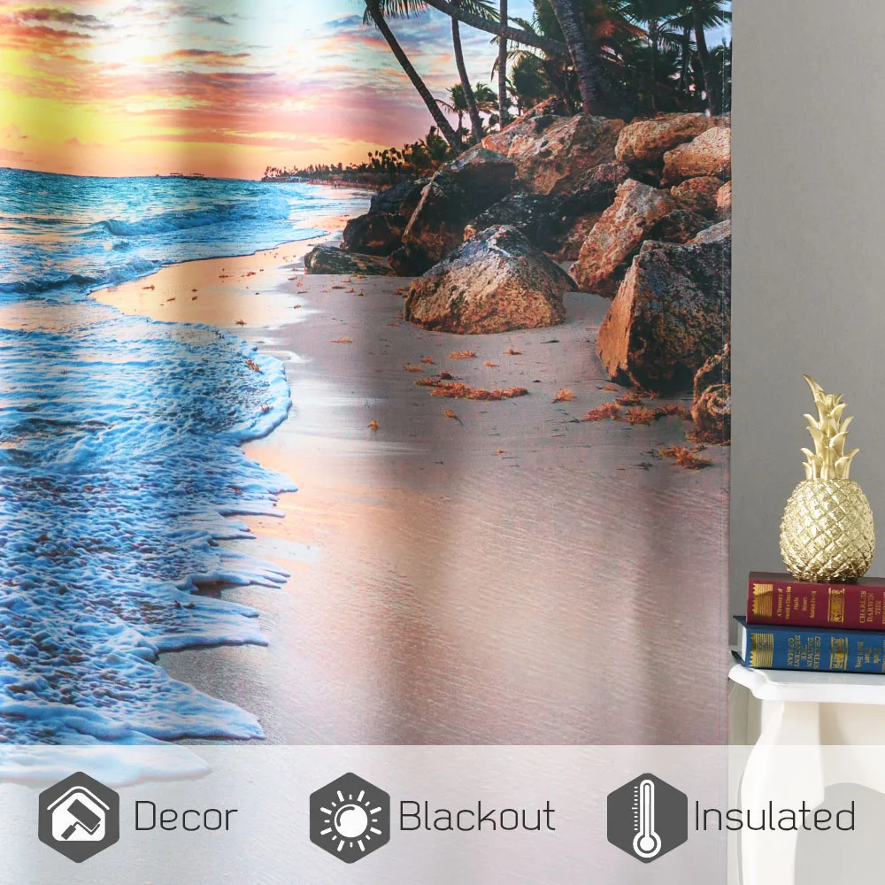 Фон с термоизоляцией для окон nicecity принтом занавесок s Wave в пляжном стиле офиса