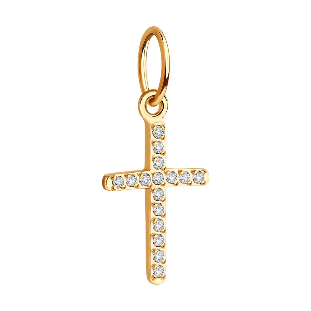 Купить Крестик С Фианитами Золотой Женский