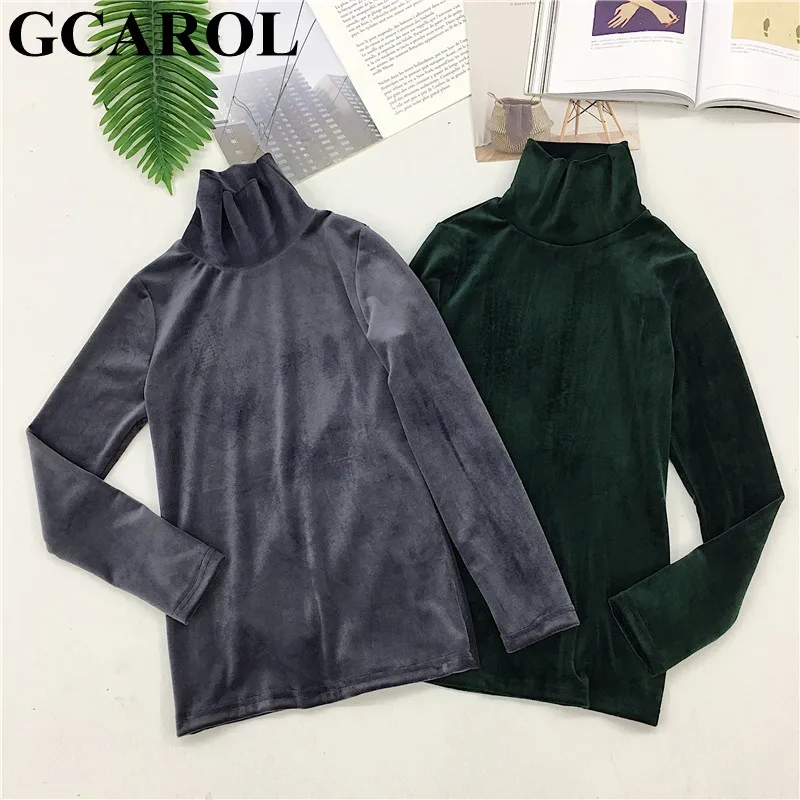 GCAROL New Arrival Fall Winter Women Pleuche Turtleneck Sweater Stretch High Quality Smooth Thick Pullover Basic Warm Jumper | Женская