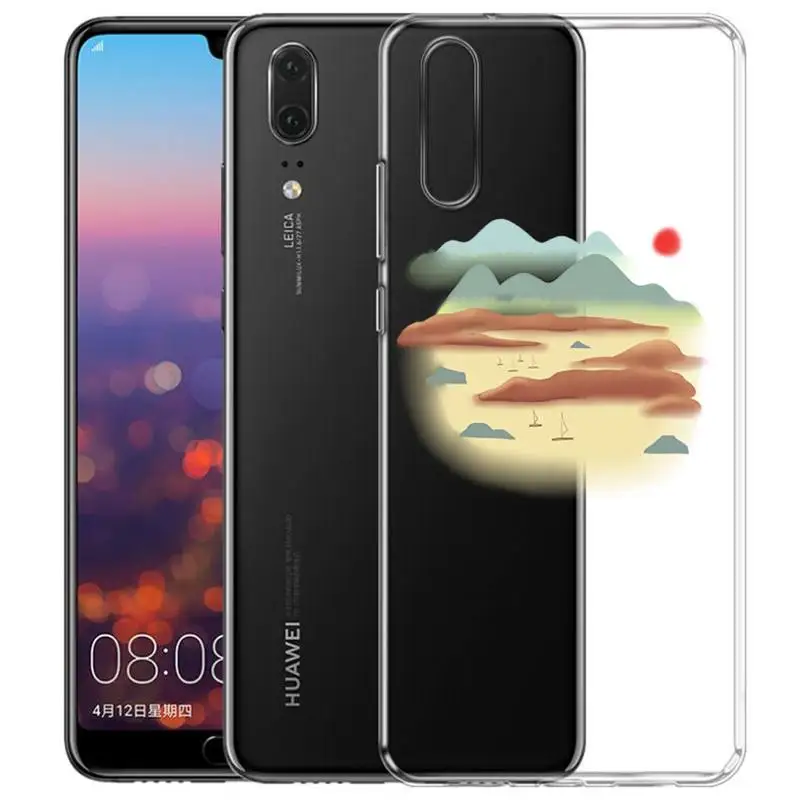 

Chinese style color ink landscape Phone Case transparent phone case For Huawei P30lite P30Pro P40lite P20Pro P30