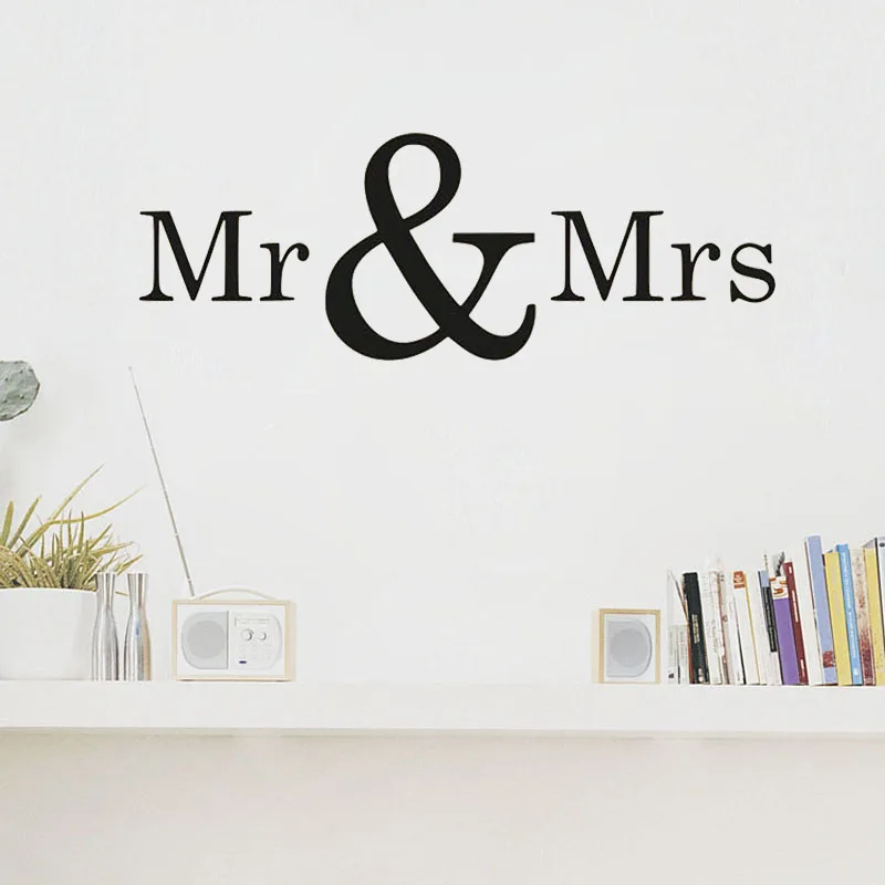 

Настенные стикеры Mr And Mrs для домашнего декора, украшения для спальни, настенные художественные фрески, виниловые съемные настенные наклейк...