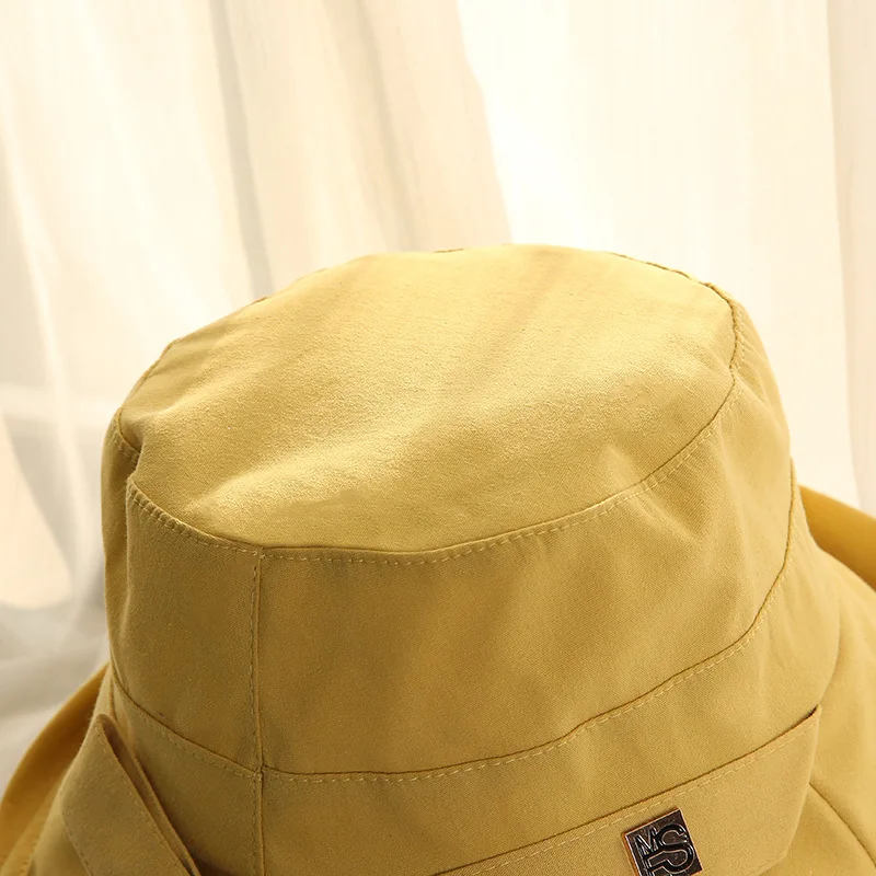 Желтая Женская Рыбацкая шляпа с бантиком зимняя Весенняя хлопковая льняная