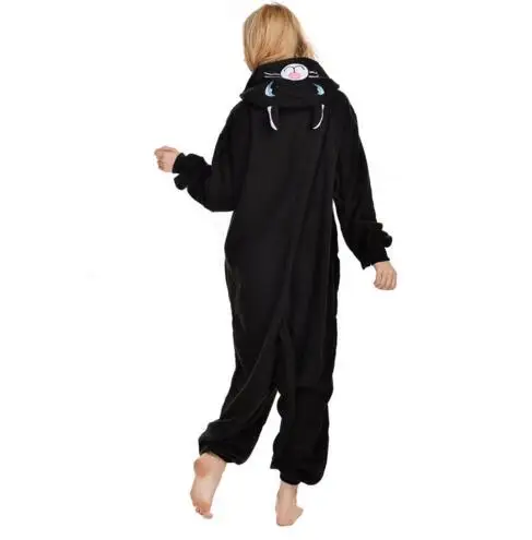 HKSNG новый черно белый Кот кигуруми Onesie животных зимние фланелевые пижамы