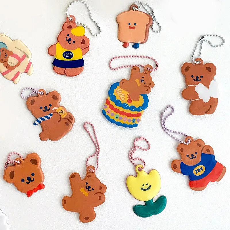 

Cute Cartoon Bear Flower Fruit Friend Theme Soft PVC Pendant 5.5*5.5cm DIY Bookmark Journal Decoration Supplies
