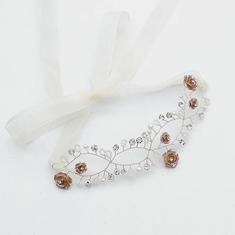 Модные свадебные аксессуары для волос девочек повязка на голову с цветами и