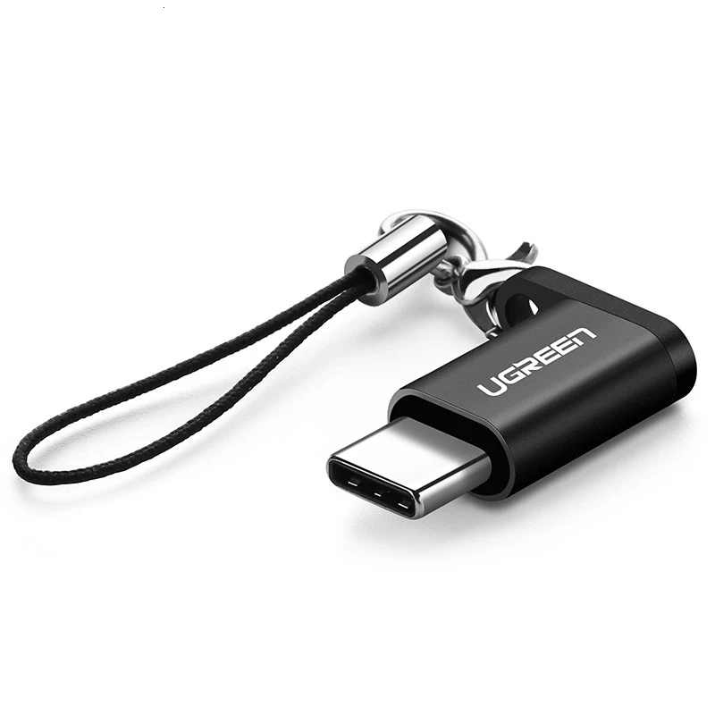 Ugreen micro usb к type c адаптер зарядный кабель конвертер для samsung s9 huawei xiaomi зарядное устройство usb c otg адаптер телефона Android - Цвет: Black add Lanyard