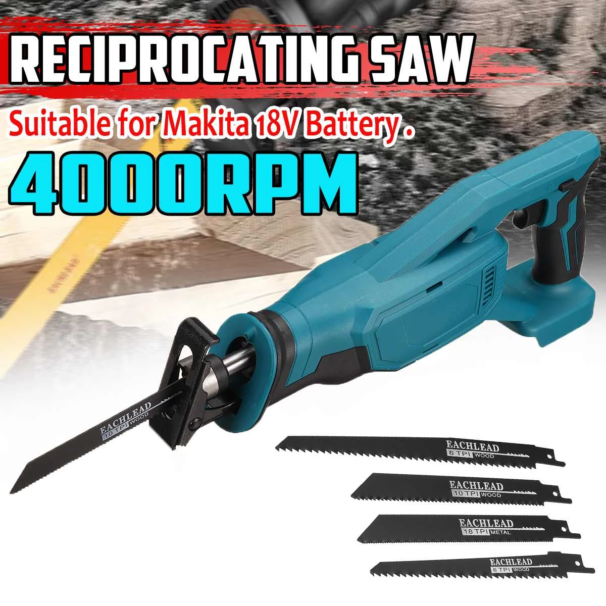 18V Electric Saw Machine Lithium Battery Rechargeable Saber Saw Reciprocating Saw Portable Logging Saw for Makita Battery 18V