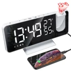 Проекционный электронный будильник, большой зеркальный светодиодный дисплей, автоматический диммер, режим температуры, влажности, FM-радио для спальни, гостиной