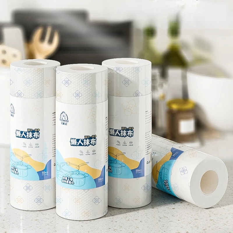

Disposable Paper Towels Kitchen Reusable Large Size Paper Towels Dishcloth Thick Rolo De Papel Toalha Kitchen Gadget ZY50KP