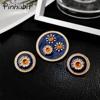 sun daisy brooch drop earrings night blue lapel pin for scarf bag clothes classic vintage retro jewelry gift for wife lover girl