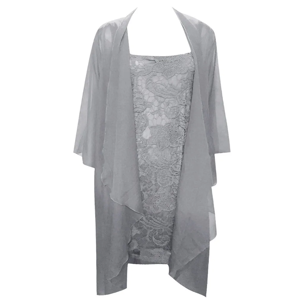 Женское модное платье из двух предметов очаровательное однотонное кружевное для