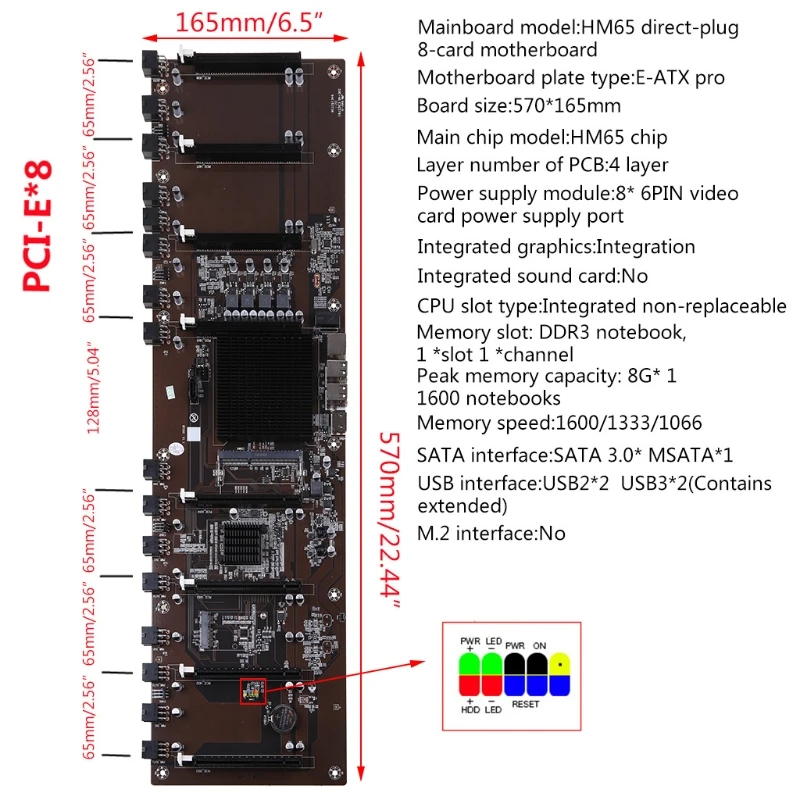 

HM65 Direct Insertion Eight Card Slot BTC Solid State Capacitor B250 B85 Multi Card Motherboard Support 1600 1333 1066 85DD