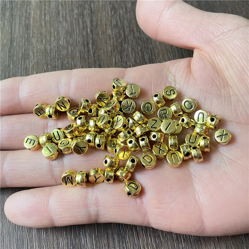 

JunKang 50pcs mixed batch 6mm 26 letters DIY handmade spacer beads necklace bracelet connector jewelry wholesale
