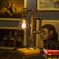 loft industrial style retro desk lamp edison water pipe lamp american bedroom study water pipe decorative table lamp