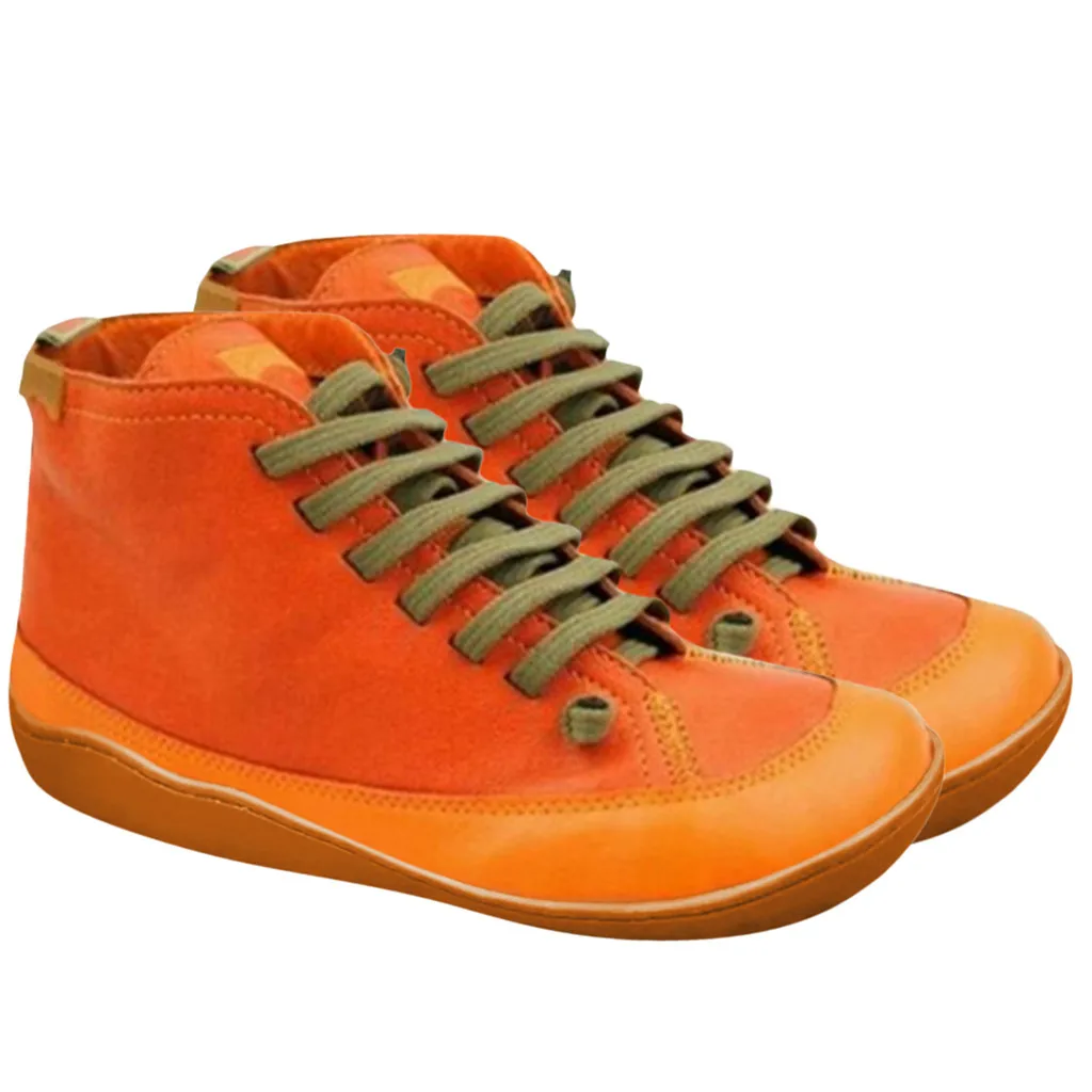 Womens Warm Non-slip Boots Shoe For Ladies Fashion Casual Flats Leather Lace-Up Zipper Round Toe Shoes Ankle botas mujer | Обувь