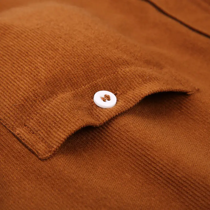 Рубашка мужская Вельветовая с длинным рукавом Повседневная блуза кроя Slim Fit