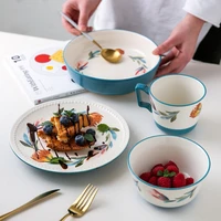 porcelain kitchen dinnerware set plates bowls rice bowls soup spoon dish plate mug service for 1 tableware set