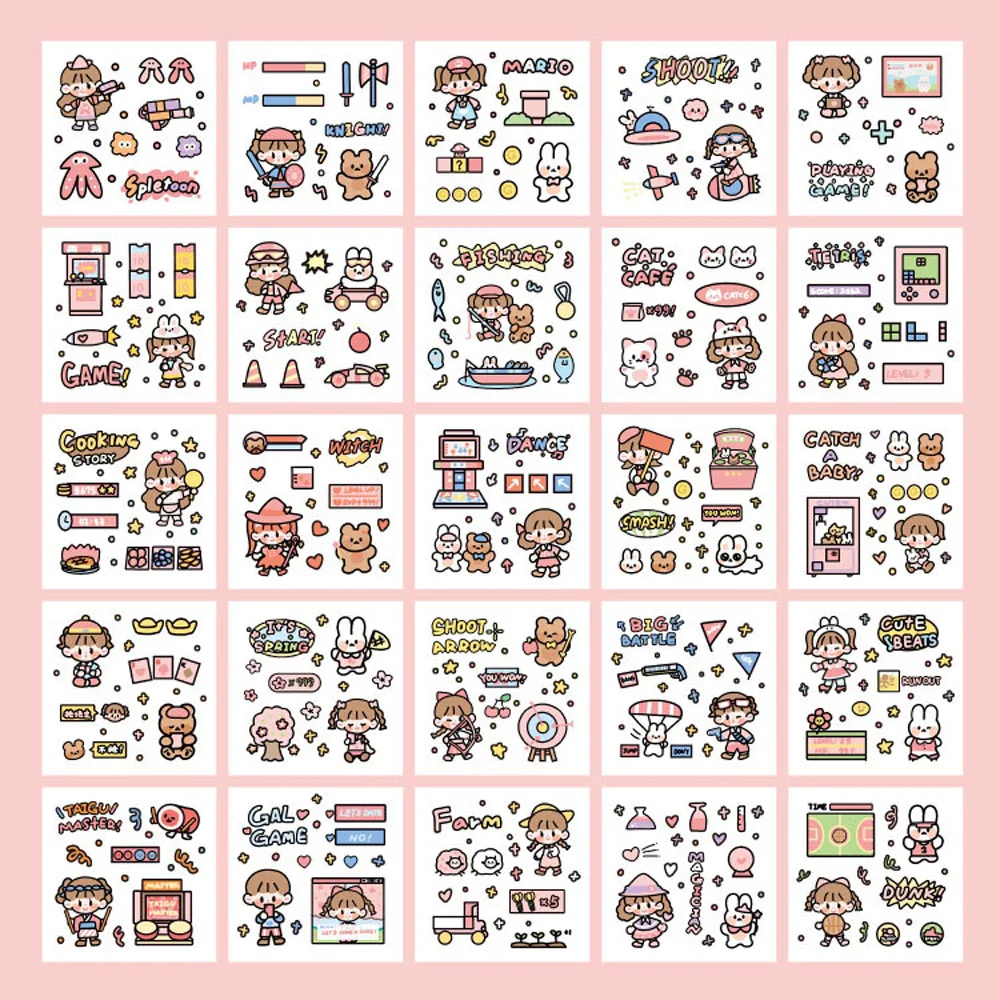 

100Pcs/Pack Happy Time Girls Decorative Stationery Stickers With Box Scrapbooking DIY Diary Album Stick Cell Phone Gifts