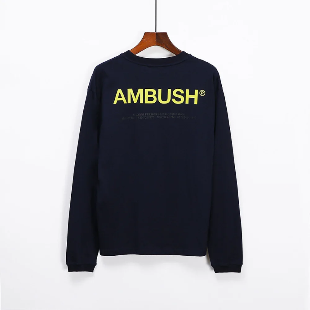 

Pink Apricot Big Logo AMBUSH T-shirt Men Women Solid Color Tags Casual Top Tee AMBUSH Long Sleeve Reflective T Shirt