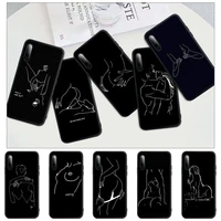 minimalist line sexy abstract black rubber mobile phone case cover for huawei p9 p10 p20 p30 p40 lite pro p smart 2019 2020