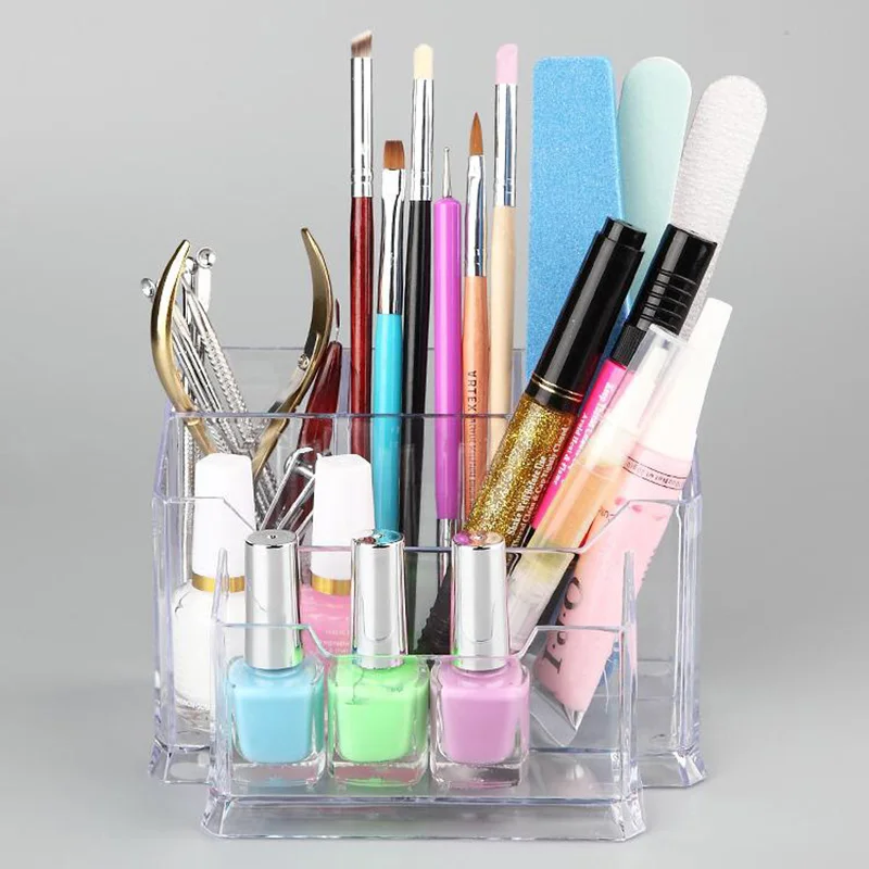 Органайзер для макияжа коробки хранения инструментов ногтей пилка косметики